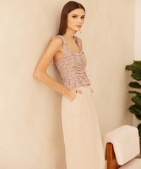 Cupid Floral Tie Shoulder Top in Lavender Online Women's Fashion