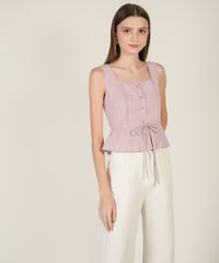 Quelle Square Neck Peplum Top in Lavender Women's Clothing Online