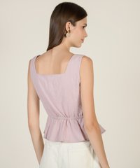 Quelle Square Neck Peplum Top in Lavender Online Women's Fashion