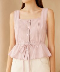 Quelle Square Neck Peplum Top in Lavender Ladies Clothes Online