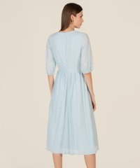 River Broderie Midi Dress in Baby Blue Back View