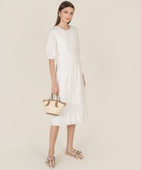 River Broderie Midi Dress in White Women's Clothing Online