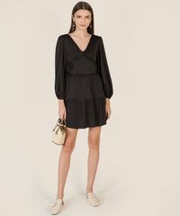 Vallena Frill Tiered Dress in Black Blogshop Singapore Online