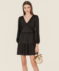 Vallena Frill Tiered Dress in Black Fashion Online Store