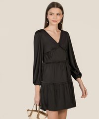 Vallena Frill Tiered Dress in Black Women's Apparel Online