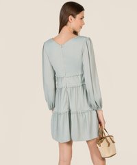 Vallena Frill Tiered Dress in Spring Blue Online Clothes Singapore Shopping