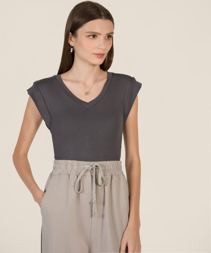 Antalya Cotton V-Neck Tee - Dark Ash (Restock)