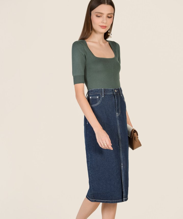 Abrielle Trapeze Knit Top - Hunter Green