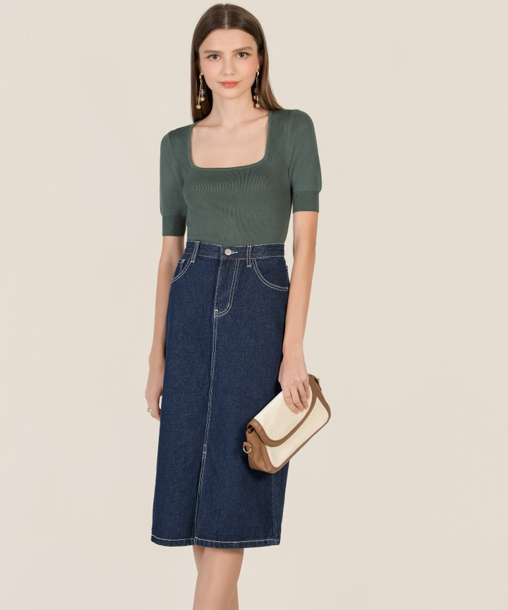 Abrielle Trapeze Knit Top - Hunter Green