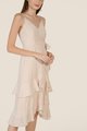Marisol Gingham Overlay Ruffle Midi Dress in Apricot Fashion Online Store