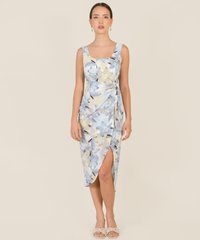 Cassa Floral Overlay Midi Dress in Carolina Blue Blogshop Singapore Online