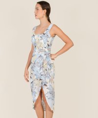 Cassa Floral Overlay Midi Dress in Carolina Blue Fashion Online Store