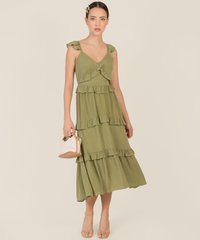 Solange Ruffle Maxi in Green Fashion Online Store