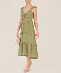 Solange Ruffle Maxi in Green Online Clothes Singapore Shopping