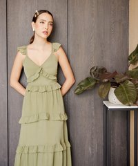 Solange Ruffle Maxi in Green Online Dresses Singapore
