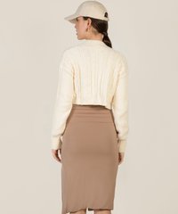 Vallea Cable Knit Bolero Sweater in Cream Online Clothes Singapore Shopping
