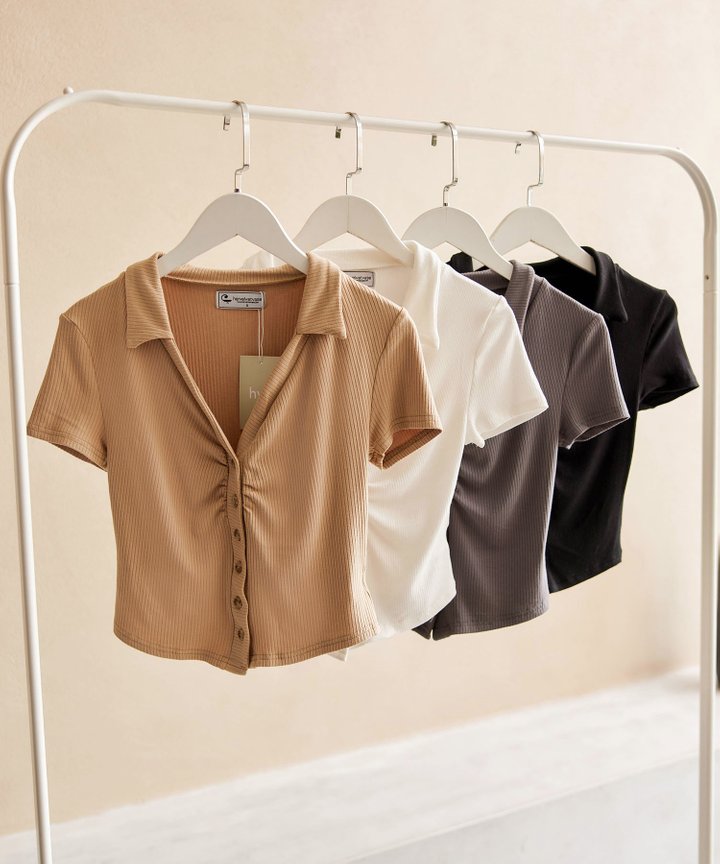 Izmir Collared Ruched Top - Bundle of 4