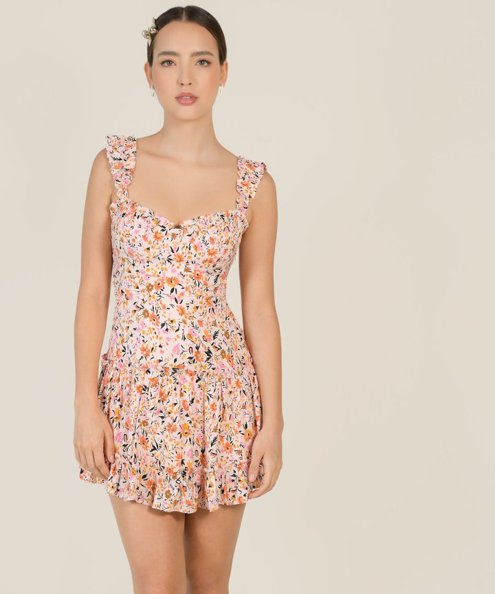 Tulum Floral Bustier Dress - Pink