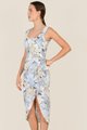 Cassa Floral Overlay Midi Dress in Carolina Blue Fashion Online Store