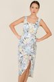 Cassa Floral Overlay Midi Dress in Carolina Blue Online Clothes Singapore Shoppi