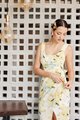 Cassa Floral Overlay Midi Dress in Yellow Online Clothes Singapore Shopping