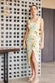 Cassa Floral Overlay Midi Dress in Yellow Women's Apparel Online