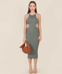Asceno Cutout Knit Dress in Blue Women's Clothing Online