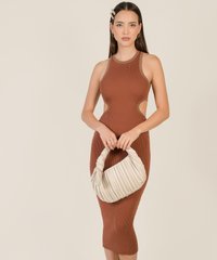 Asceno Cutout Knit Dress in Brown Casual Women's Wear