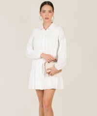 Ballad Tiered Shirtdress in White Online Clothes Singapore Shopping