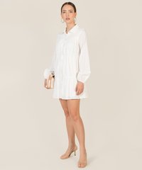 Ballad Tiered Shirtdress in White Online Women's Fashion
