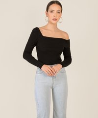 Karine Cold Shoulder Knit Top in Black Women's Clothing Online