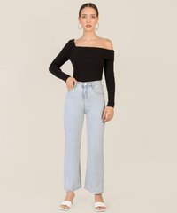 Karine Cold Shoulder Knit Top in Black Online Clothes Singapore Shopping