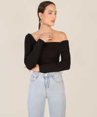 Karine Cold Shoulder Knit Top in Black Smart Casual Women's Wear