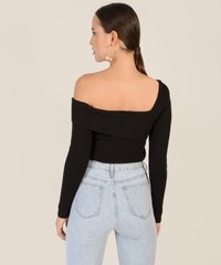 Karine Cold Shoulder Knit Top in Black Casual Women's Wear