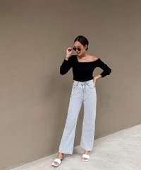 Karine Cold Shoulder Knit Top in Black Ladies Clothes Online