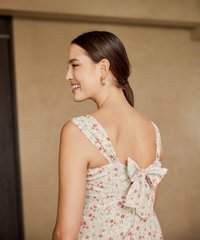 Sabine Floral Midi in Ivory Back View