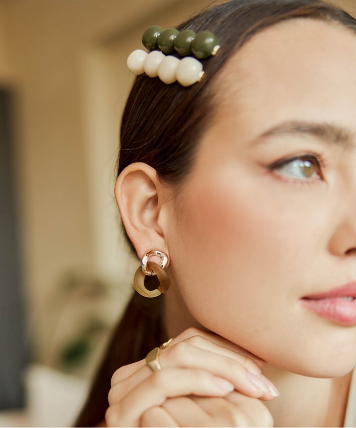 Americano Frosted Resin Pendant Earrings - Gold/Coffee