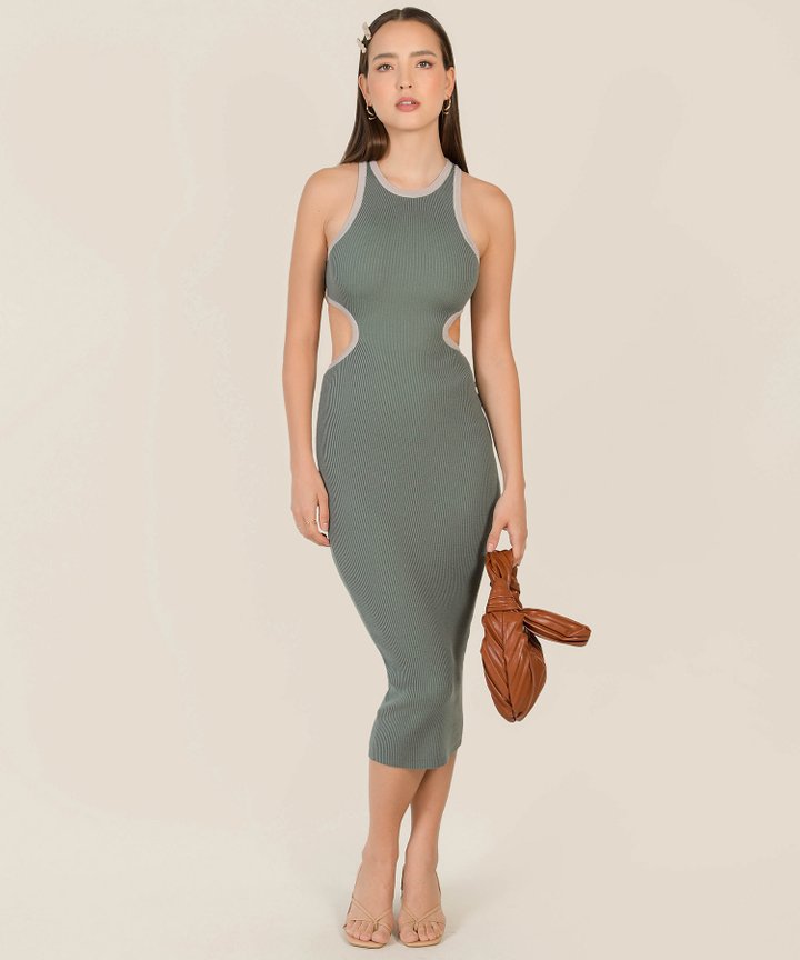 Asceno Cutout Knit Dress - Cadet Blue