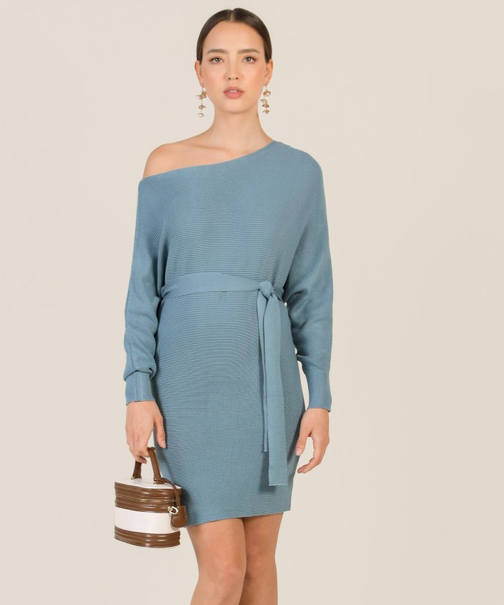 Brill Belted Knit Dress - Sapphire