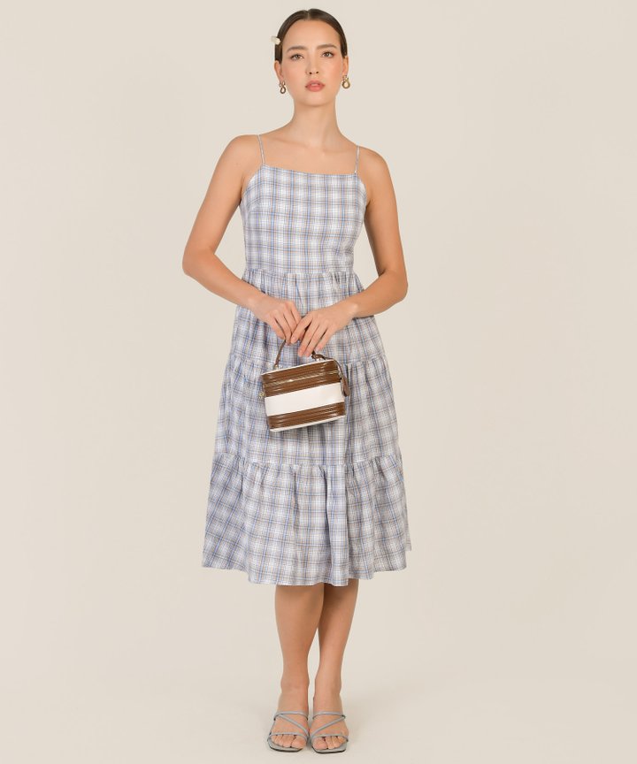Rumi Summer Plaid Midi Dress - Blue