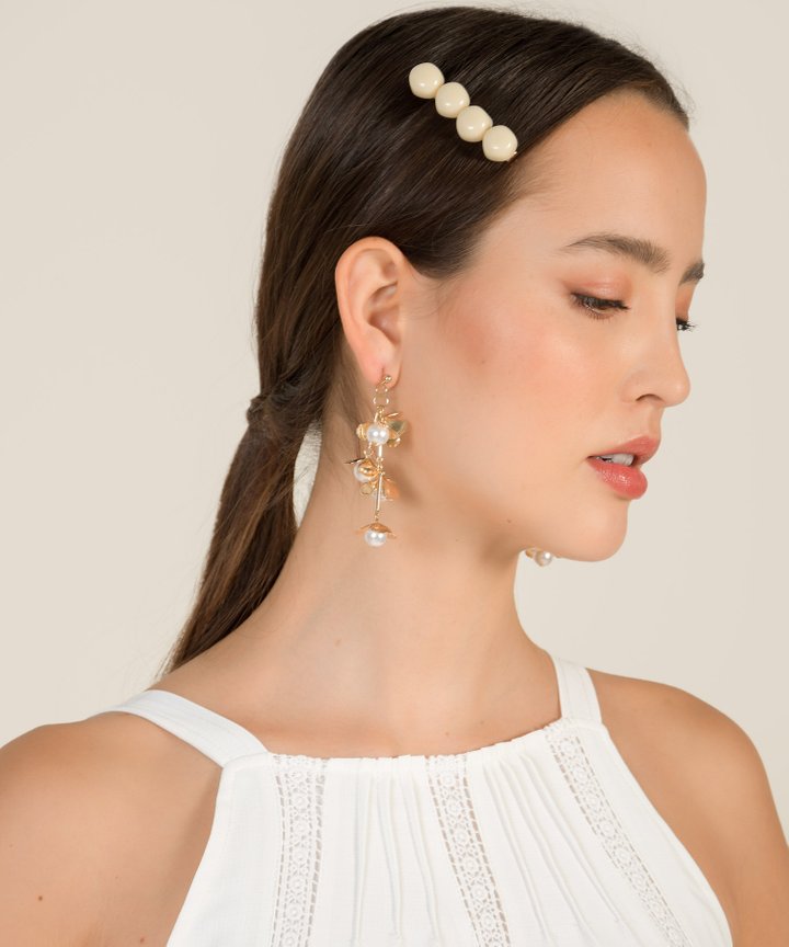 Shann Pearl Floral Cluster Earrings