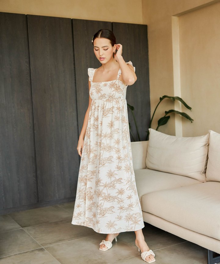 White and floral hot sale maxi dress