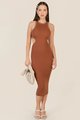 Asceno Cutout Knit Dress in Brown Online Women's Fashion