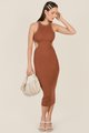 Asceno Cutout Knit Dress in Brown Women's Apparel Online