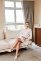 Ballad Tiered Shirtdress in White Online Clothes Singapore Shopping