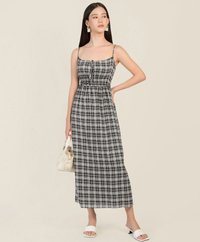 Bonne Checkered Maxi Dress in Black Women's Clothing Online