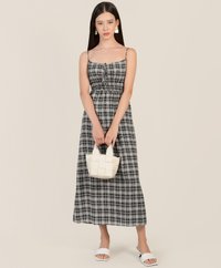 Bonne Checkered Maxi Dress in Black Blogshop Singapore Online