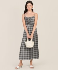 Bonne Checkered Maxi Dress in Black Women's Apparel Online