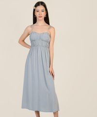 Danielle Ruched Midi in Sky Blue Online Clothes Singapore Shopping
