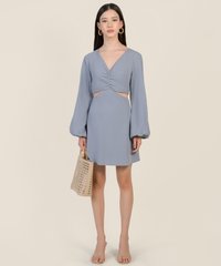 Jeannolin Ruched Cutout Dress in Blue Florentine Fashion Online Store